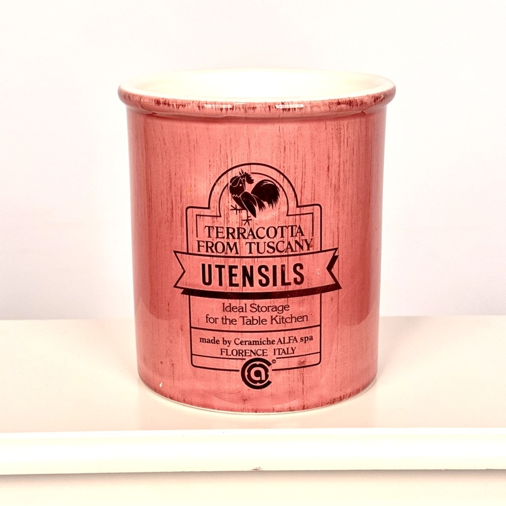 Beautiful Mauve Ceramic Utensil Holder Made in Italy